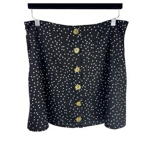 SHEIN Black Polka Dot Button Skirt, Polyester, Retro High Waist Mini